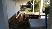 Terrasse, barbecue en pierre